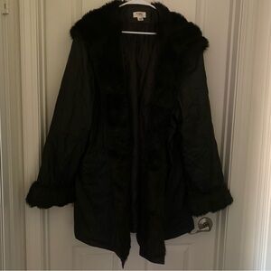 Cato Black Teddy Jacket with Faux Fur Accents